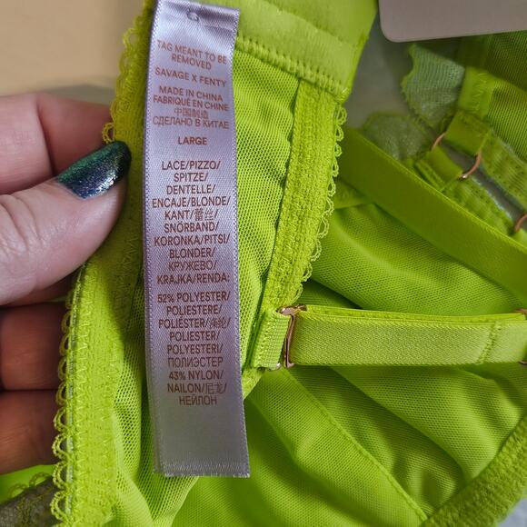 Savage X Fenty Perfect Poppy Lace Bralette Seashell Blue Women's Size Large - Picture 6 of 8